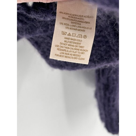 FREE PEOPLE Women's Purple Scoop Neck Loose Knit Sweater Medium - Picture 3 of 5